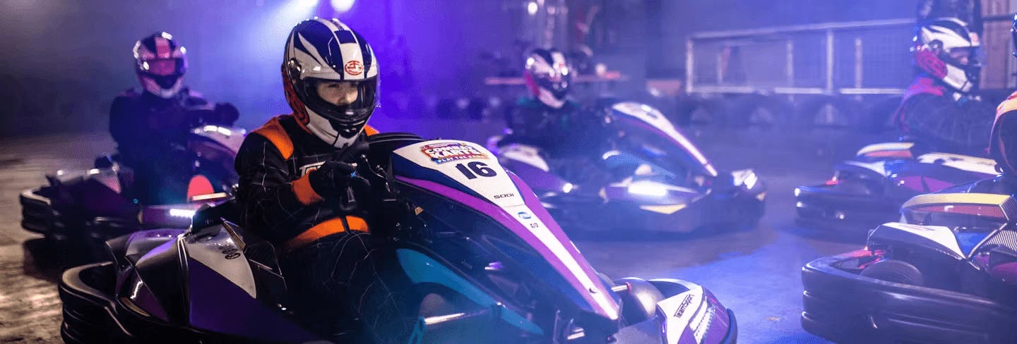 combat karts group preparing to race