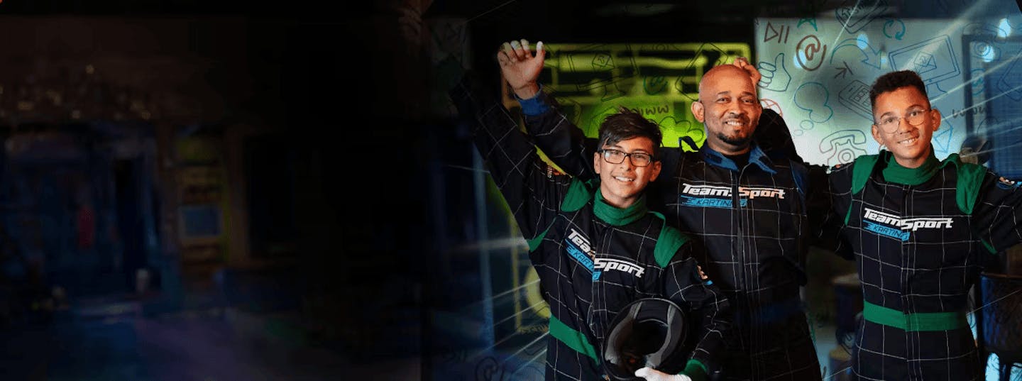 father and two sons cheering