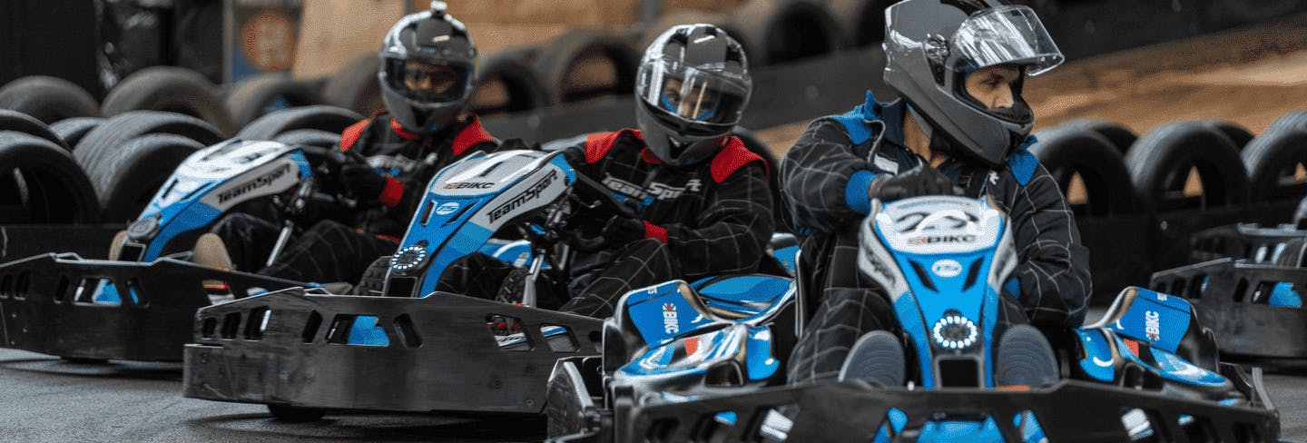 three karters in electric karts