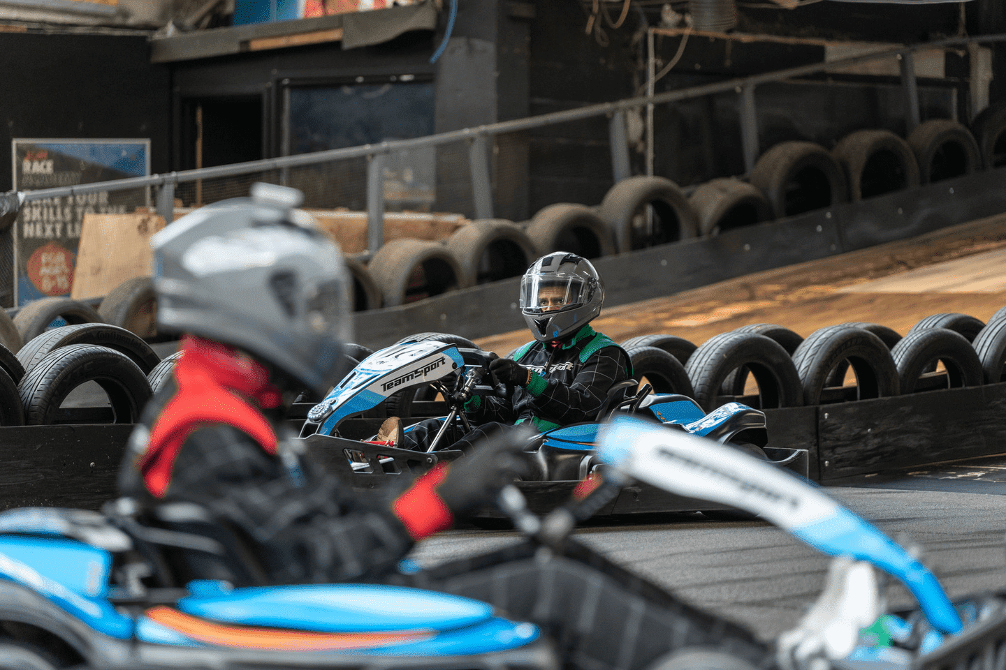 two karters in electric karts