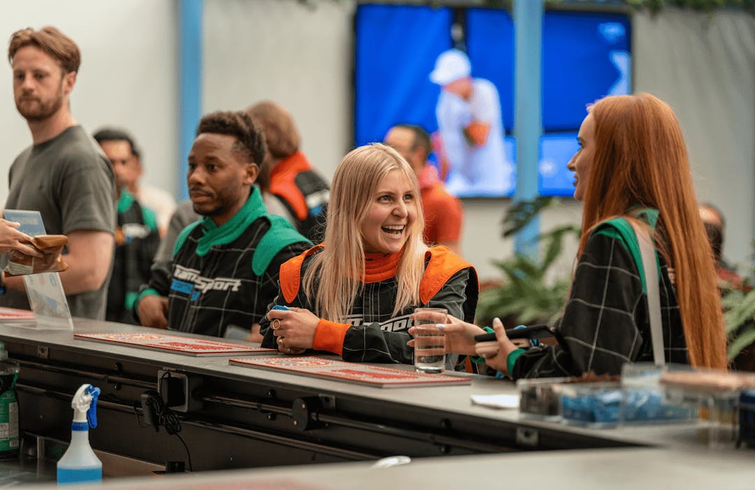 Group at bar having fun