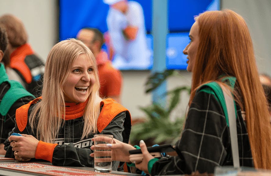 Group at bar having fun