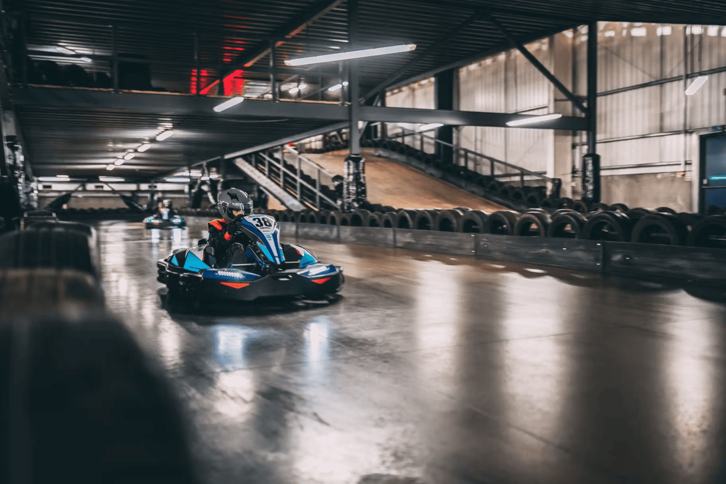 Go karter in electric kart at Reading