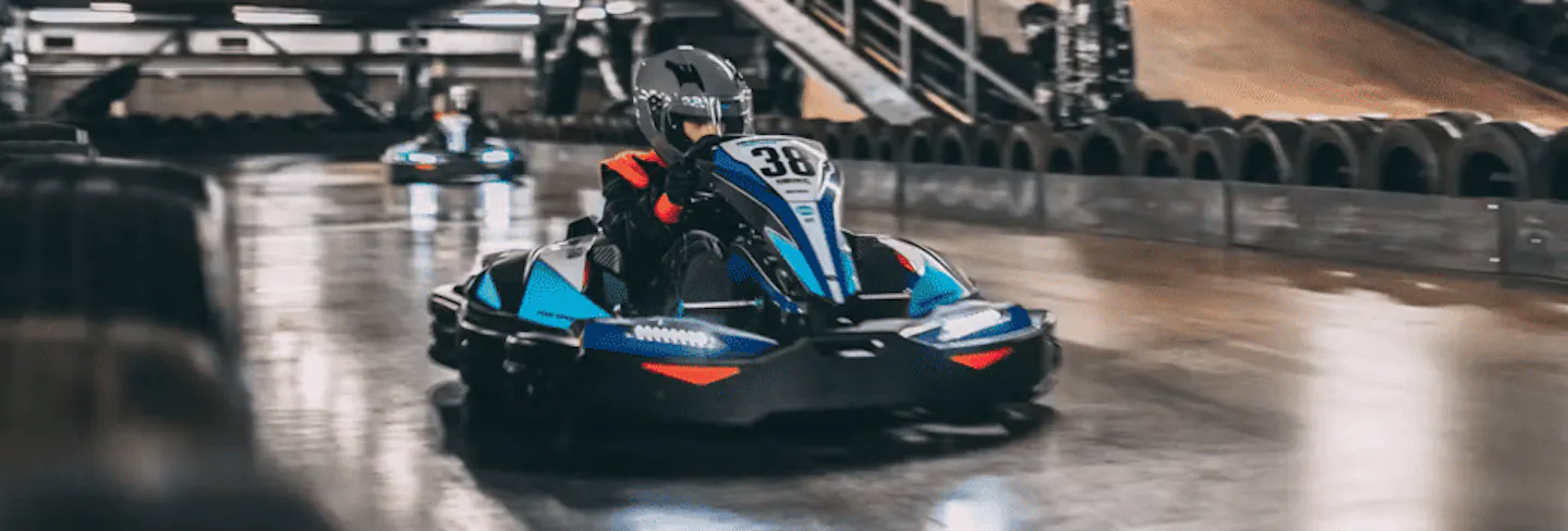 Go karter in electric kart at Reading
