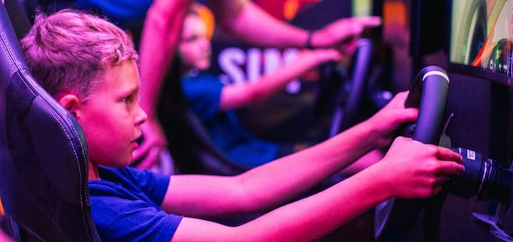 Kids in Driving simulator