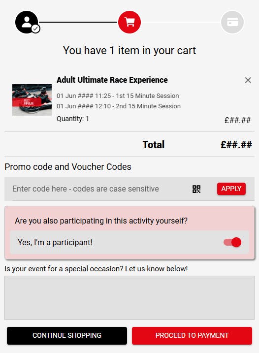 Checkout summary screen where you can redeem your voucher code