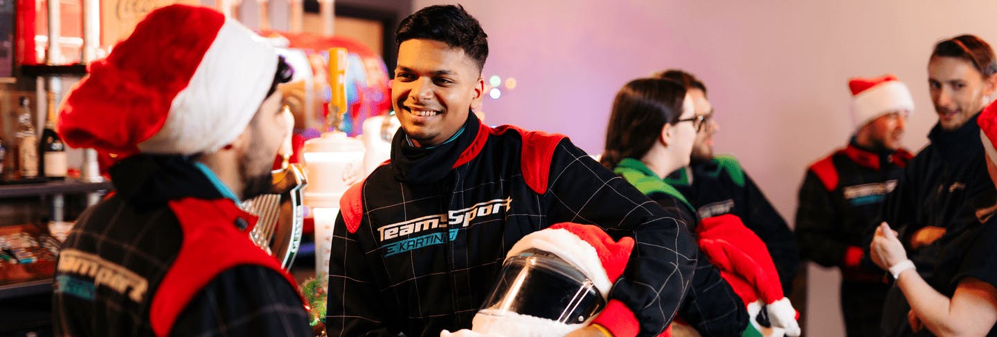Group of karters at the bar during Christmas