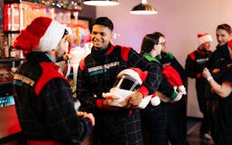 Group of karters at the bar during Christmas