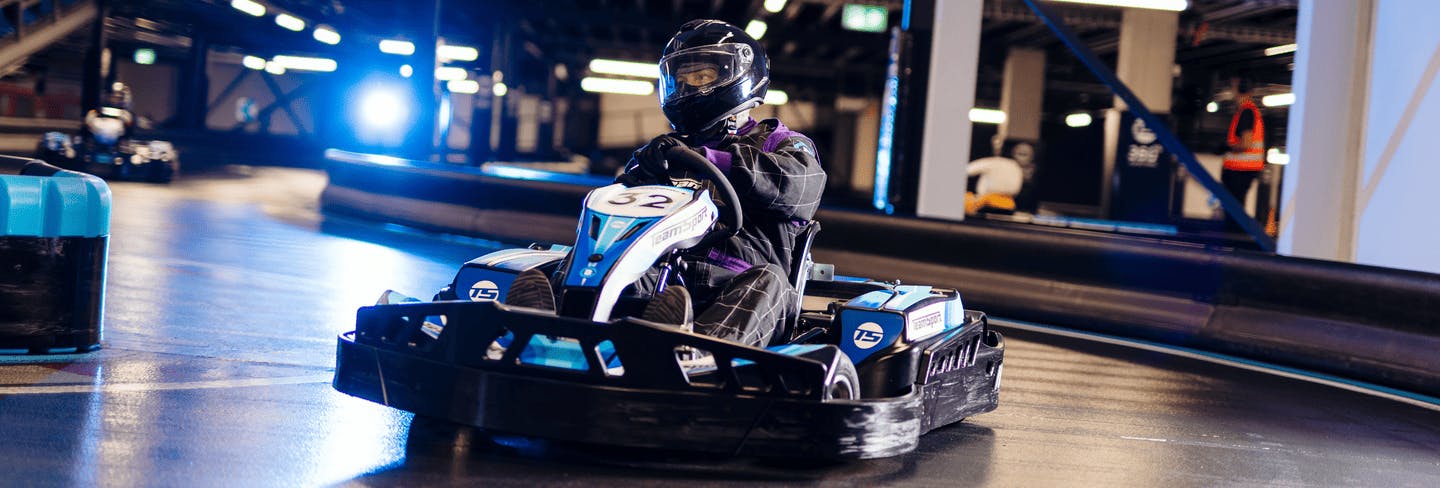 Go kart taking corner at speed