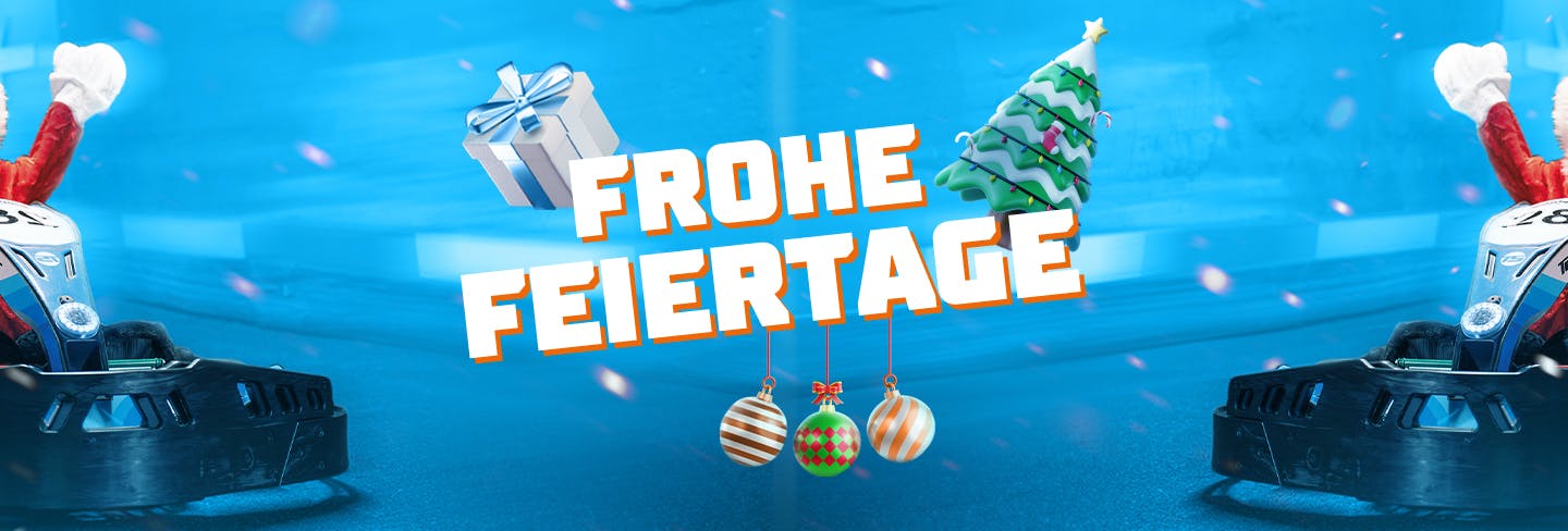 2 Weihnachtsmänner sitzen im Kart und wünschen frohe Weihnachten