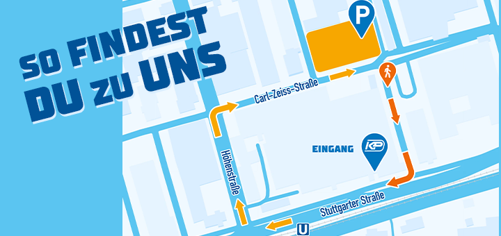 Wegbeschreibung Parkplatz zum Eingang
