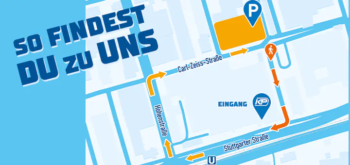 Wegbeschreibung Parkplatz zum Eingang