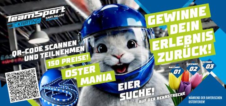 Finde die Ostereier auf und neben der Rennstrecke