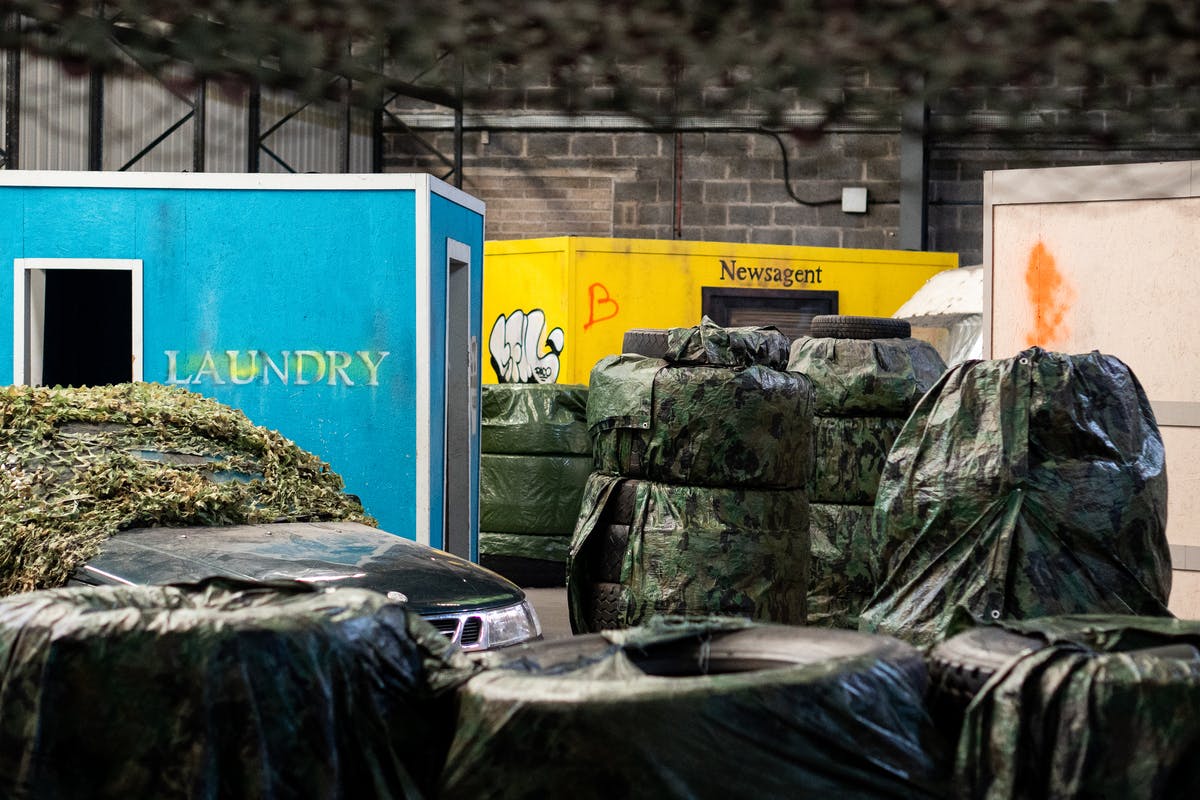 Dundee city‑scape laser tag arena inspired by local landmarks