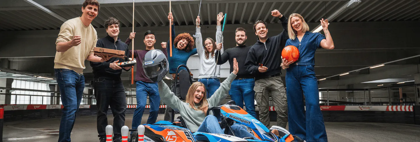 Group posing during a TeamSport event