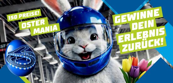 Ein Hase mit Helm und Blumen. 