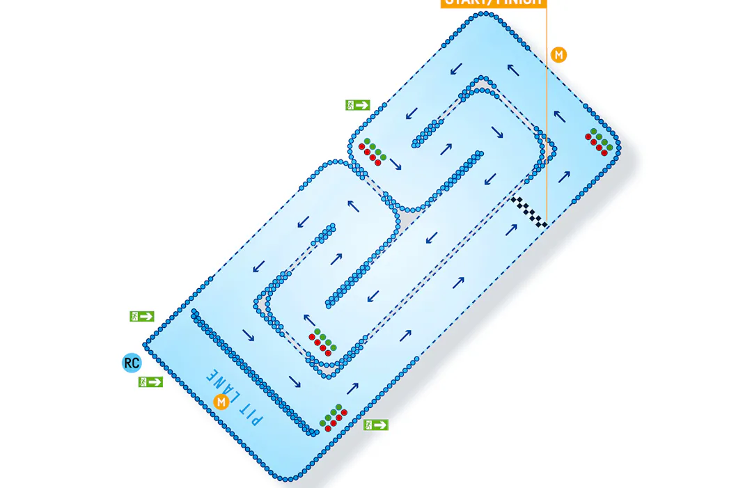 Liverpool Starter Track map showing the beginner karting layout