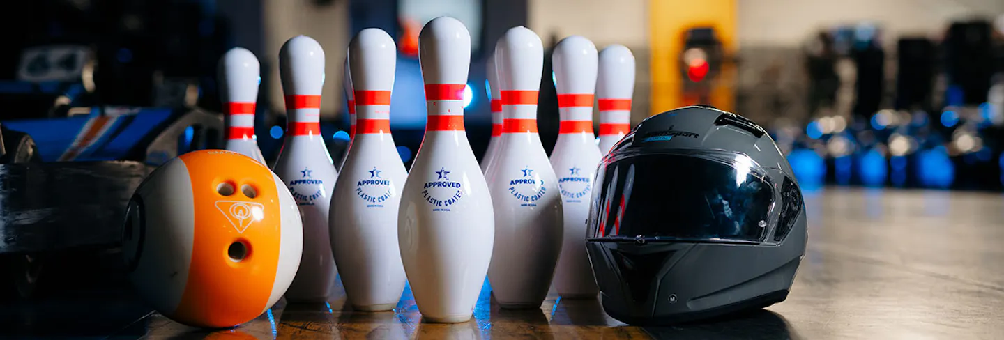 Bowling pins and ball