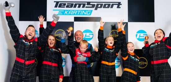Family fun celebrating on the podium