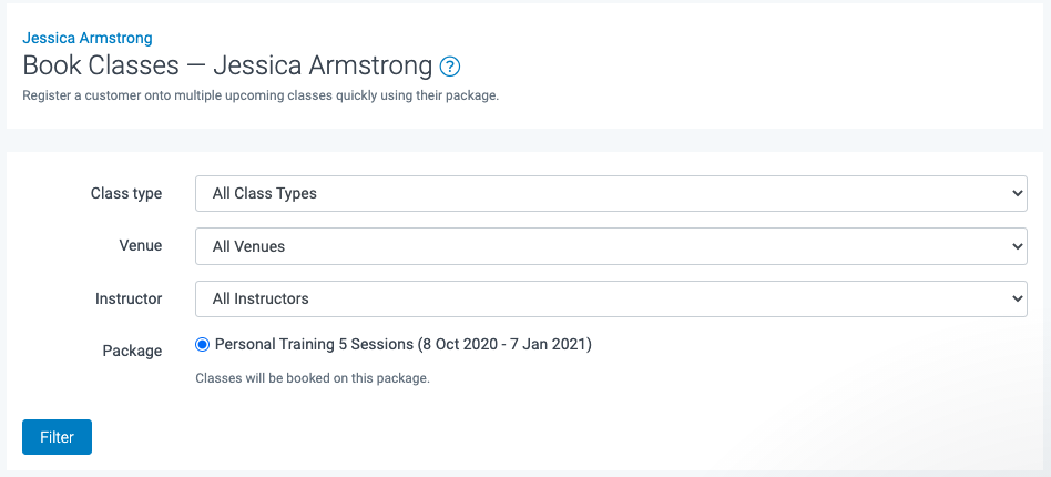 image of the block booking class tool