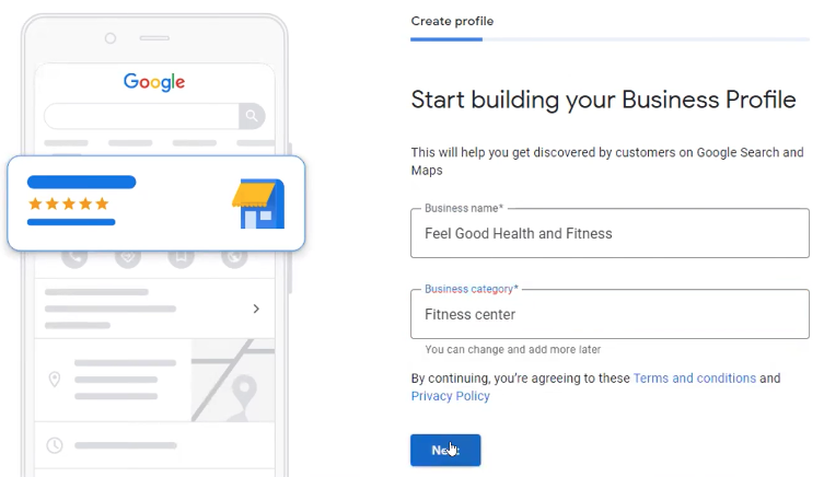 Page one of building your profile on Google My Business
