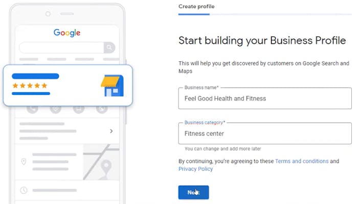 Page one of building your profile on Google My Business