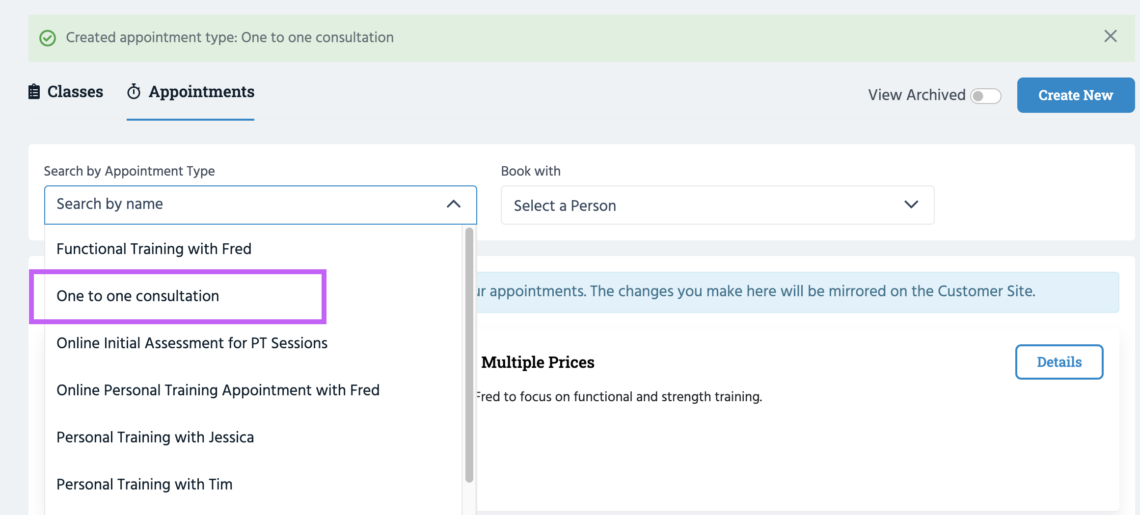 Offering one to one consultations in Appointments.