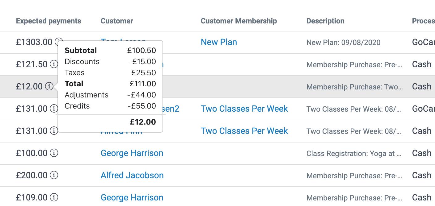 image of the breakdown of amounts in the invoice report