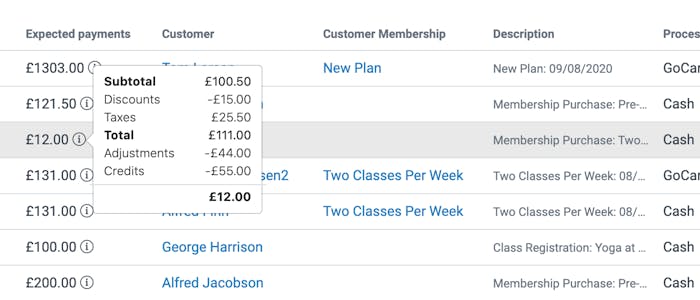 image of the breakdown of amounts in the invoice report