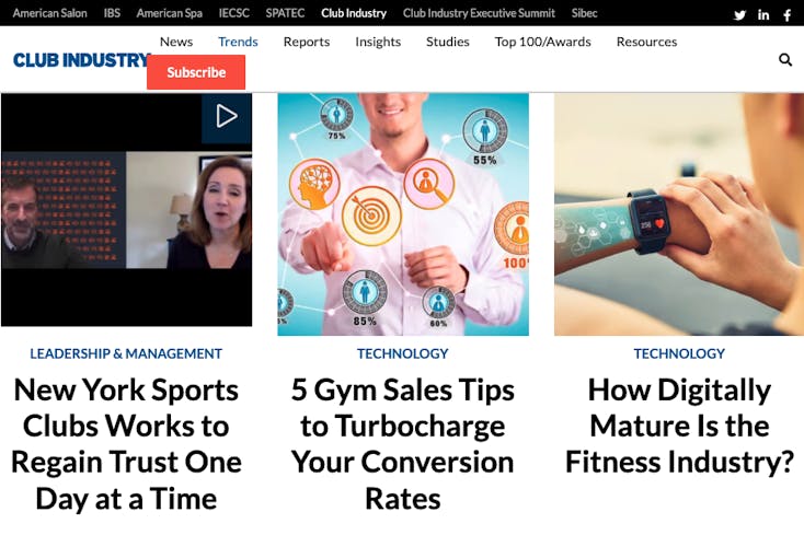 Club Industry homepage