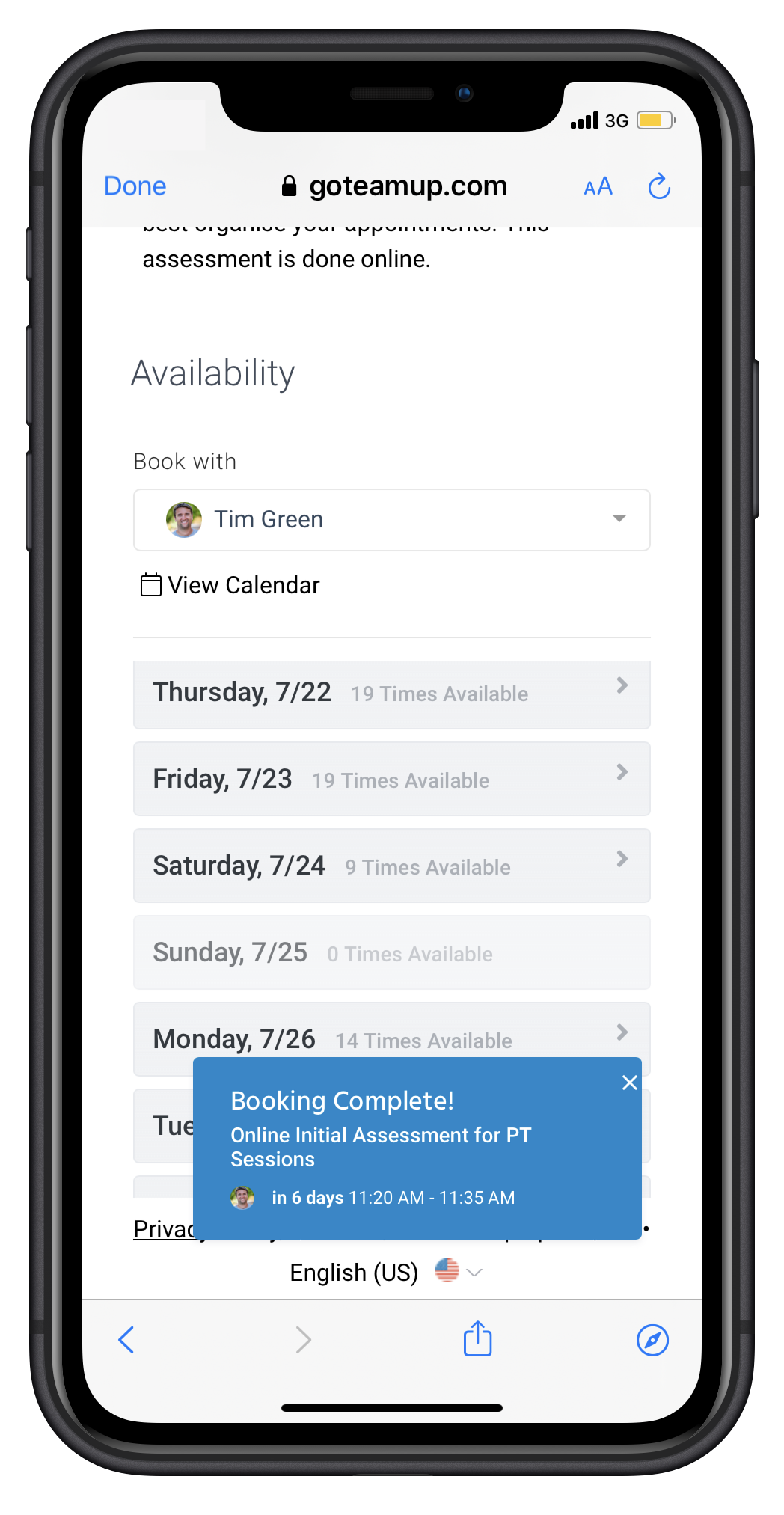 booking confirmation 