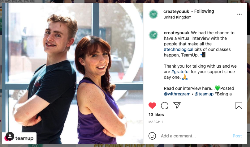 instagram testimonial shared by create you uk
