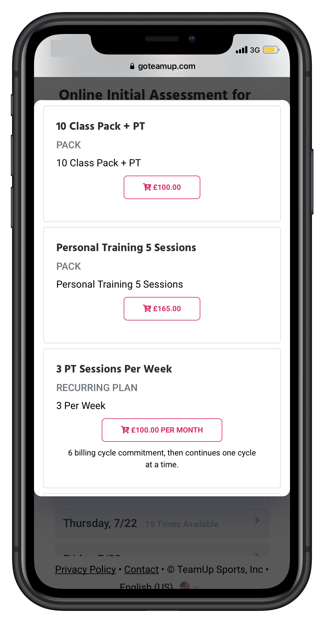 membership options in member app