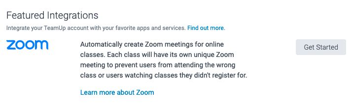 zoom integration in teamup