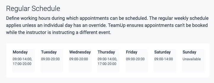 the regular schedule in teamup