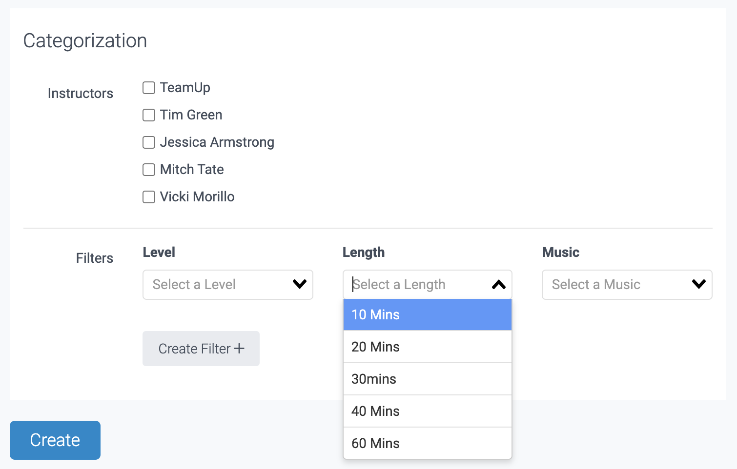image of the categorization and filters tabs in the on demand settings
