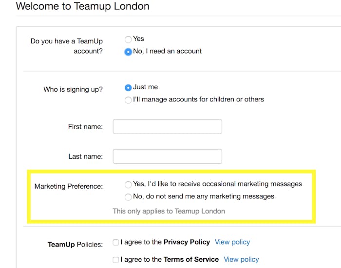 image of teamup marketing preferences