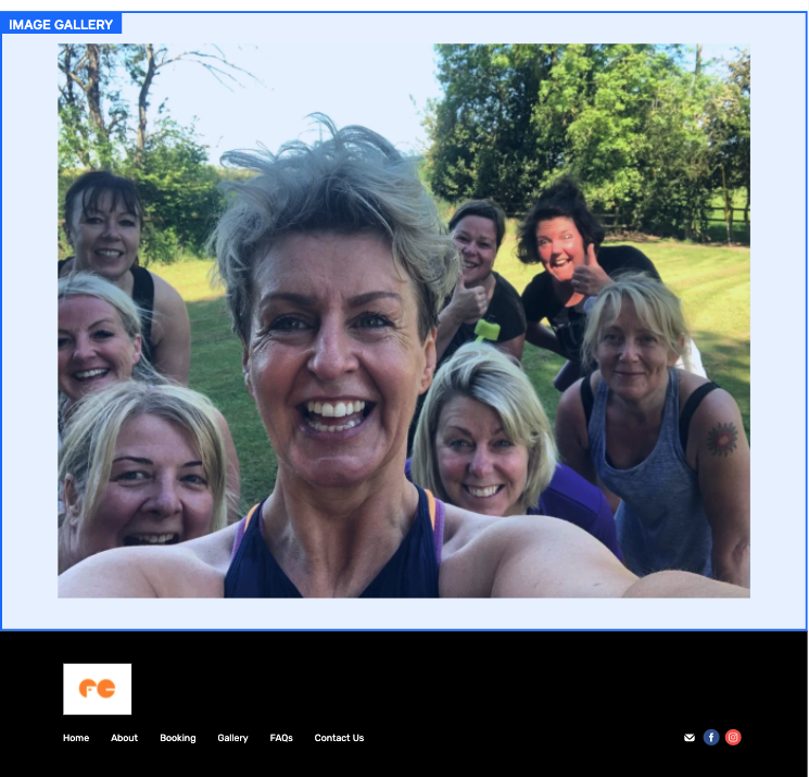 A photo of Clare with some members after a class