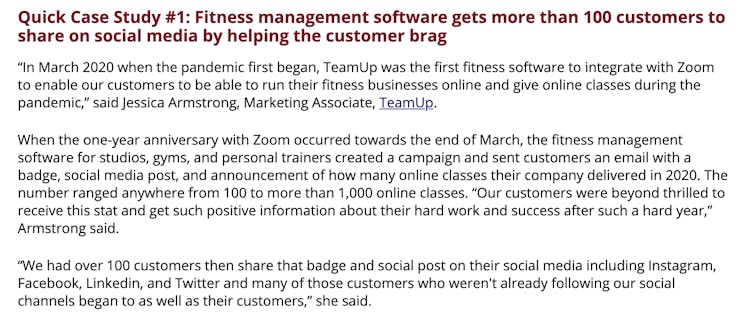 marketing sherpa article featuring teamup