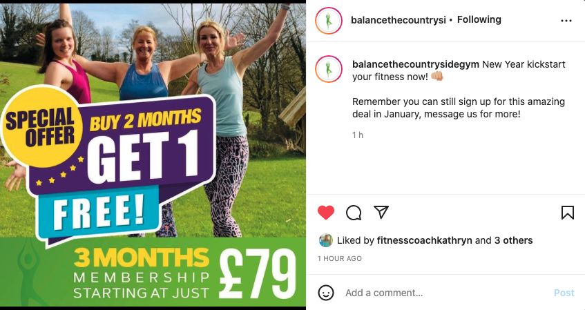 balance the countryside gym instagram photo