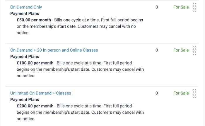 membership options in on demand