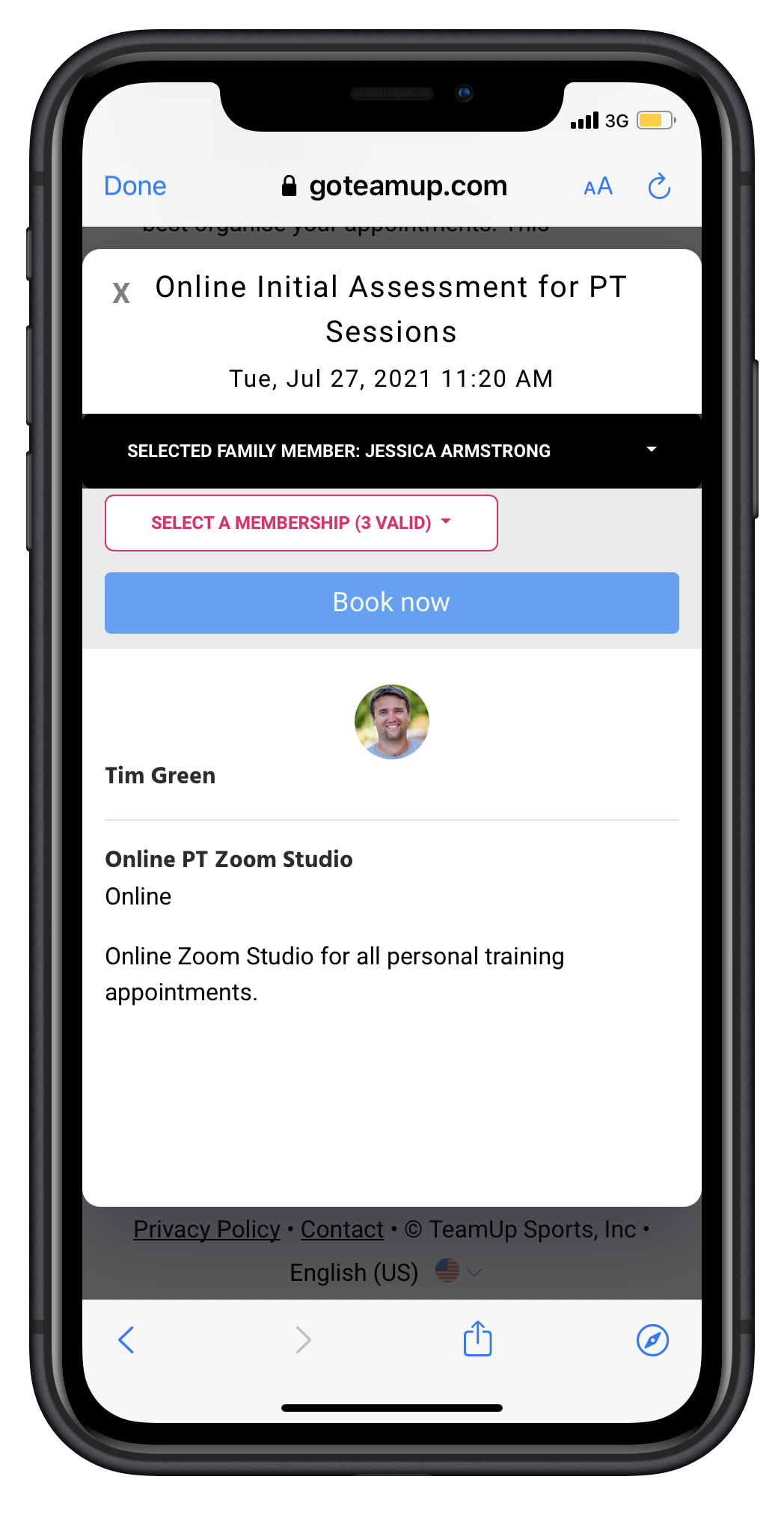 appointment choosing memberships