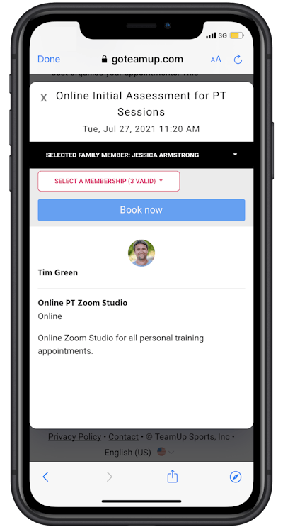 appointment choosing memberships