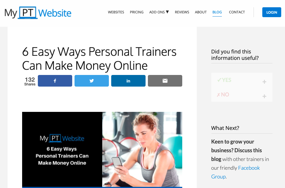 My Personal Trainer Website's hmepage