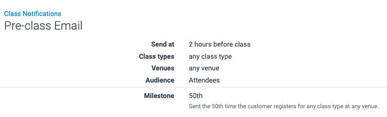 image of the pre-class email saved