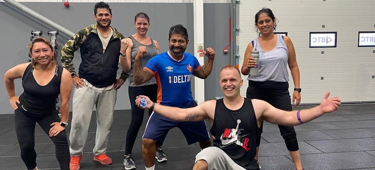 Nick Wardle with some of his clients after a session