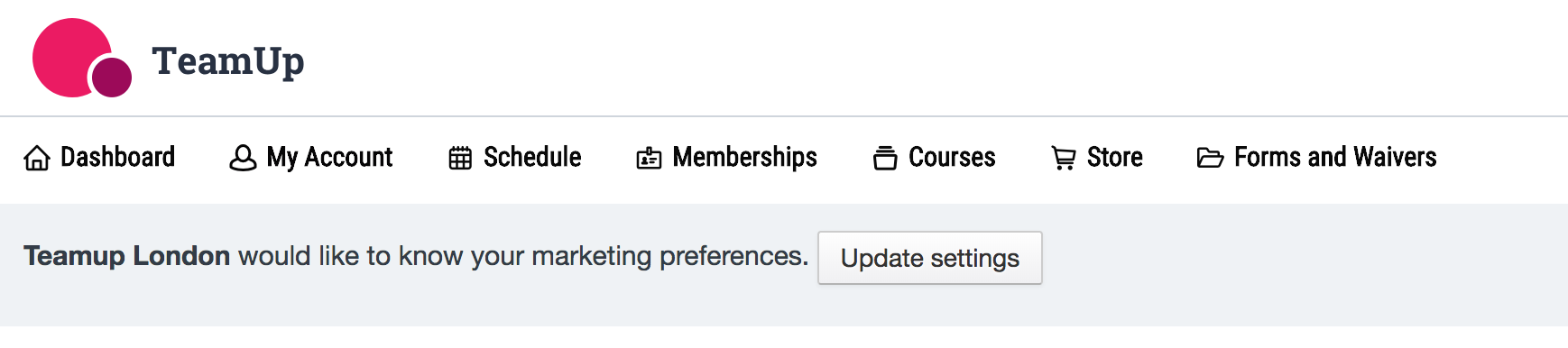 image of teamup customer website