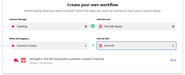 Connecting TeamUp to an app through Zapier