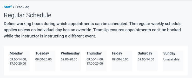 regular schedule for appointments and schedule