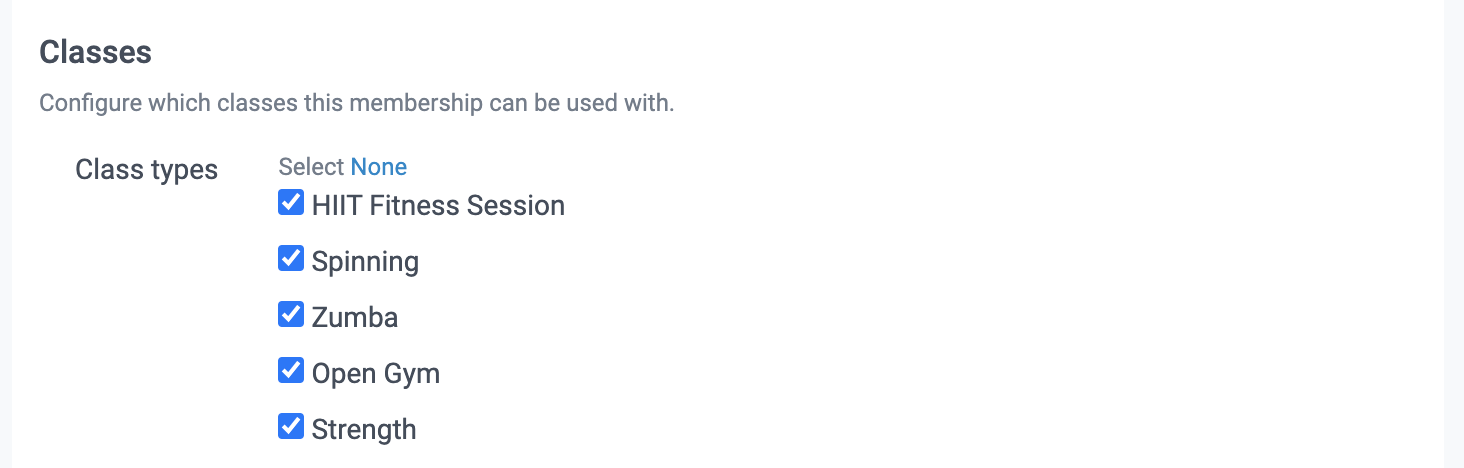 classes in memberships in teamup